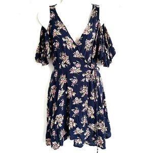 Angie women’s Floral Wrap Cold Shoulder Dress size S